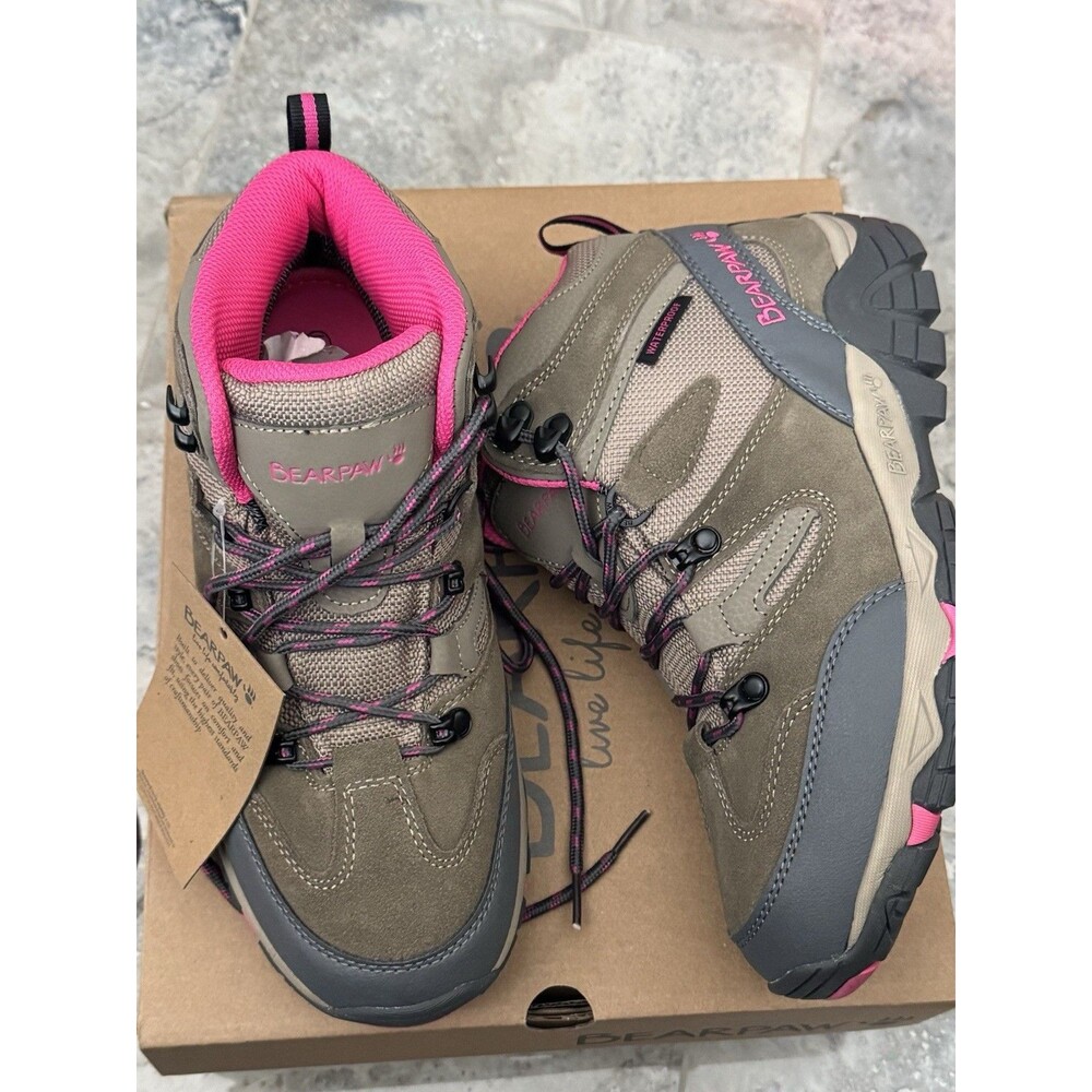 Bearpaw Corsica Women's Hiking Boots Waterproof Taupe Brown Pink Size 9 New NIB
